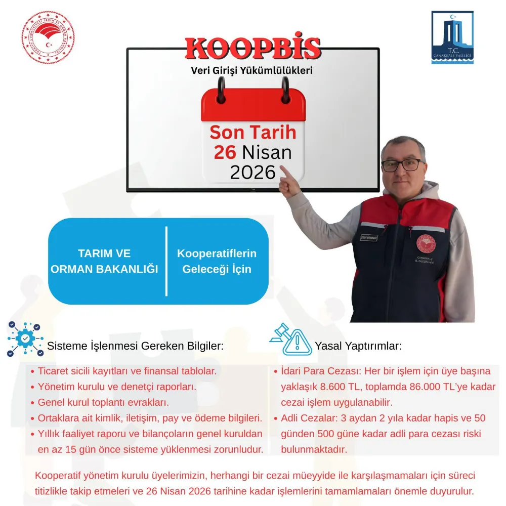 KOOPBİS VERİ GİRİŞLERİ İÇİN SON ÇAĞRI